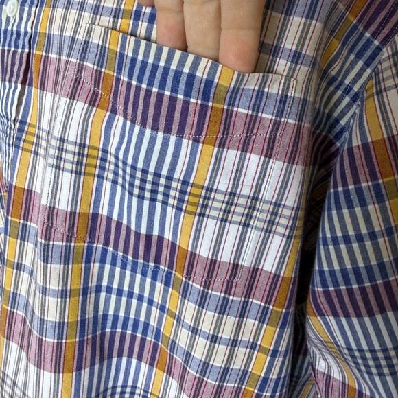 UNIQUE VINTAGE Ralph Lauren Men's Sz L Plaid 3 Button Pullover Dress Shirt - Picture 4 of 15